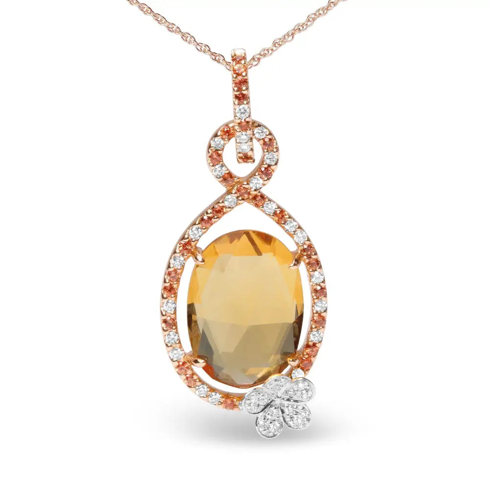 Enchanting Openwork Halo Pendant with Oval Yellow Citrine Delight