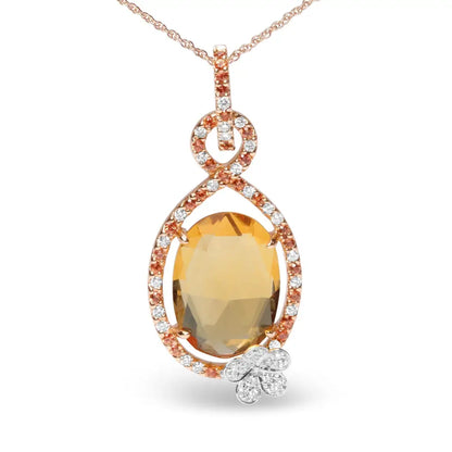 Enchanting Openwork Halo Pendant with Oval Yellow Citrine Delight