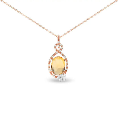 Enchanting Openwork Halo Pendant with Oval Yellow Citrine Delight