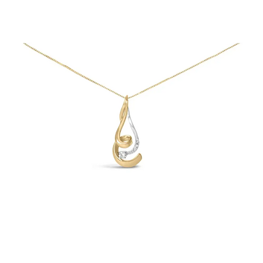 Espira 10k Diamond Swirl Pendant with Round Cut Diamonds in Two-tone Gold