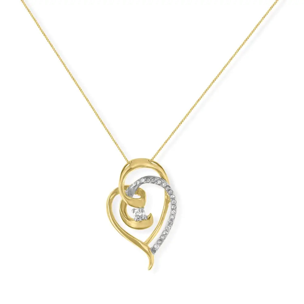 Espira 10k Gold Diamond Woven Heart Pendant Necklace (0.2 Cttw I-j Color I1-i2 Clarity) - Fine Jewelry us Direct