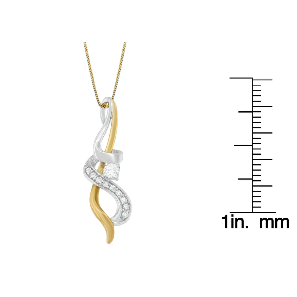 Espira 10k Two-tone Cttw Diamond Intertwined Swirl Pendant Necklace