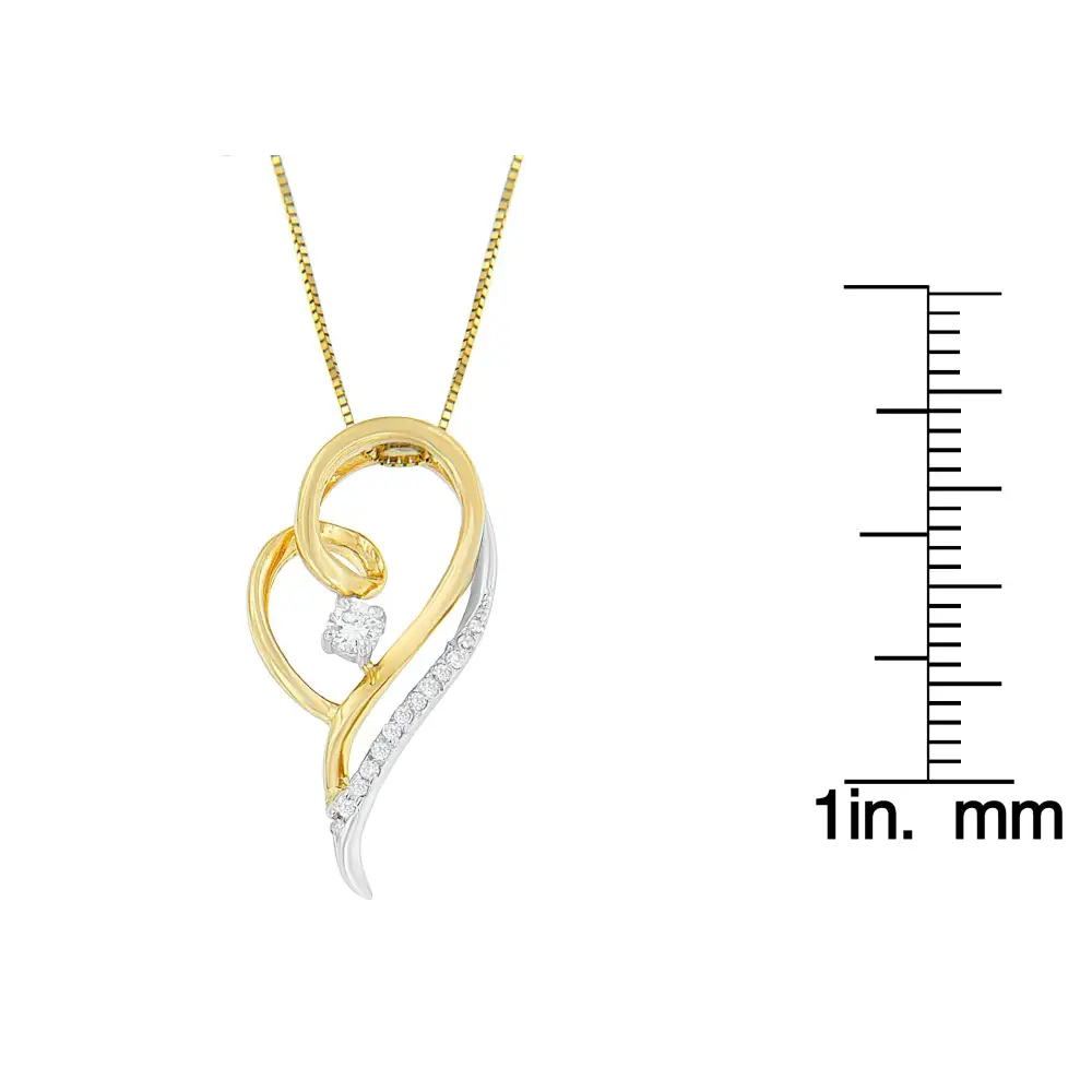 Espira 10k Two-tone Gold 1/6 Cttw Layers of Love Diamond Pendant Necklace (j-k I1-i2) - Fine Jewelry us Direct