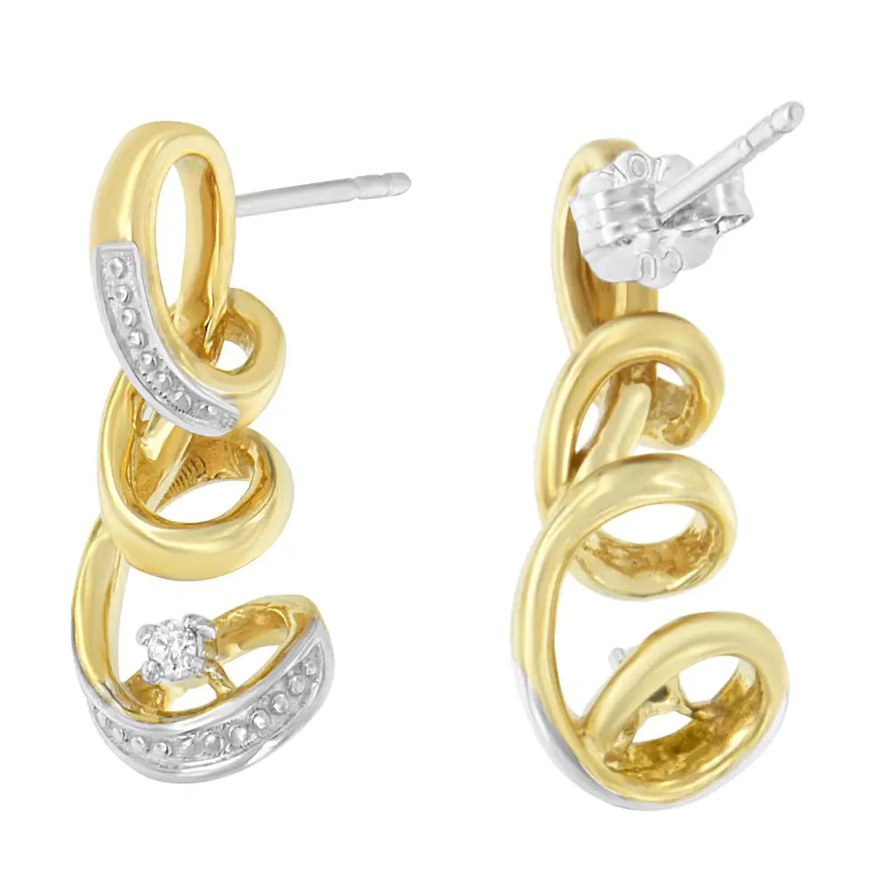 Espira 10k Two Tone Gold Round Cut Diamond Earring (0.05 Cttw J-k Color I2-i3 Clarity) - Fine Jewelry us Direct