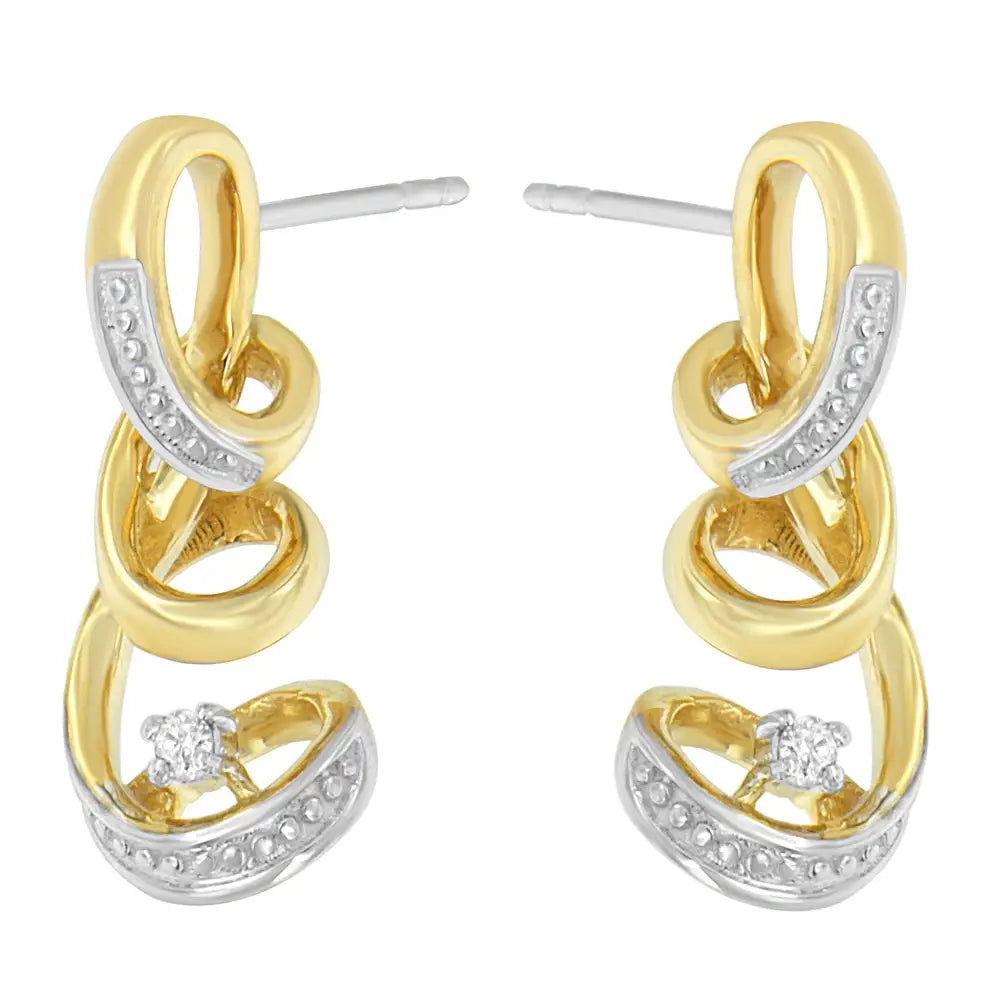 Espira 10k Two Tone Gold Round Cut Diamond Earring (0.05 Cttw J-k Color I2-i3 Clarity) - Fine Jewelry us Direct