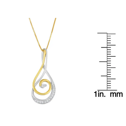 Espira 10k Two-tone Gold Round Cut Diamond Sparkling Spiral Pendant Necklace (1/6 Cttw J-k Color I2-i3 Clarity) - Fine