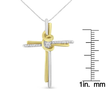 Espira 10k Two-tone Yellow & White Gold Diamond-accented Cross Pendant Necklace