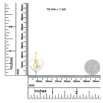 Espira 10k Two-tone Yellow & White Gold.03 Cttw Diamond-accented Round-cut Diamond Swirl Open Heart 18’’ Pendant