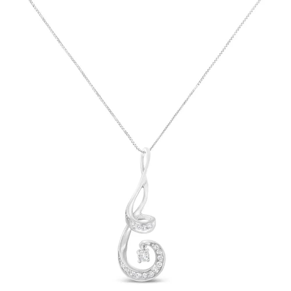 Espira 10k White Gold 1/5 Cttw Brilliant-cut Diamond Sparkling Spiral 18’’ Pendant Necklace (j-k Color I2-i3