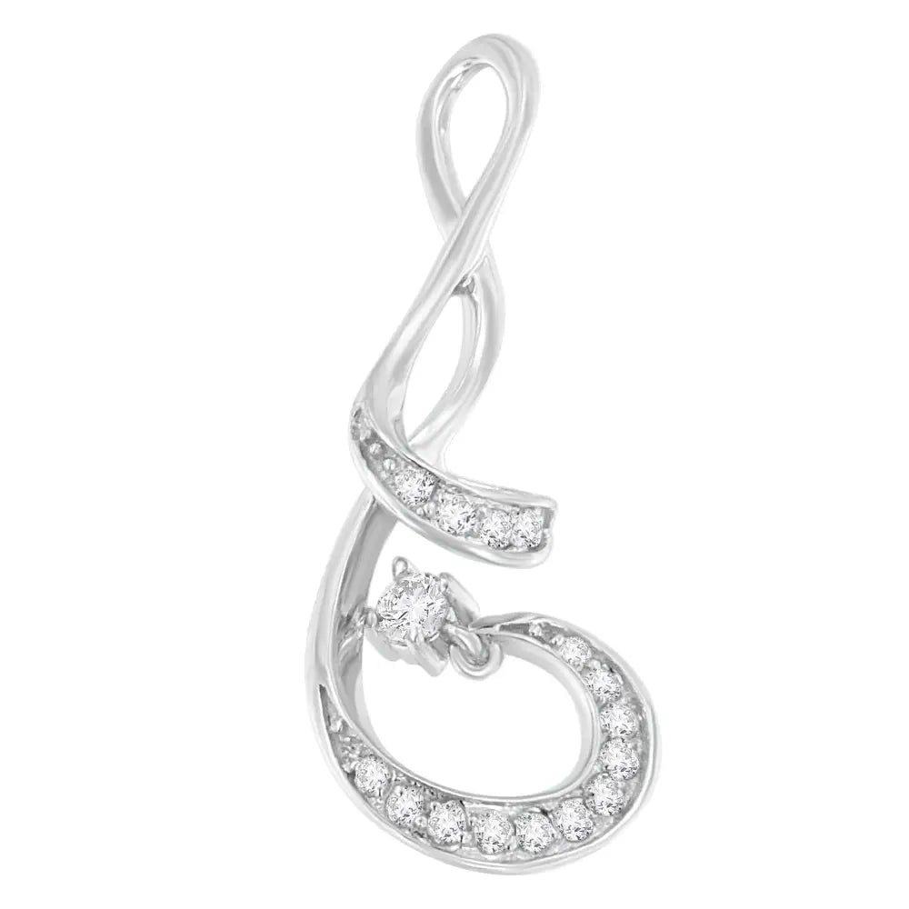 Espira 10k White Gold 1/5 Cttw Brilliant-cut Diamond Sparkling Spiral 18’’ Pendant Necklace (j-k Color I2-i3