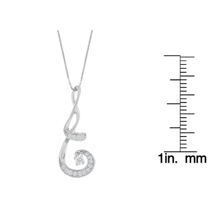 Espira 10k White Gold 1/5 Cttw Brilliant-cut Diamond Sparkling Spiral 18’’ Pendant Necklace (j-k Color I2-i3