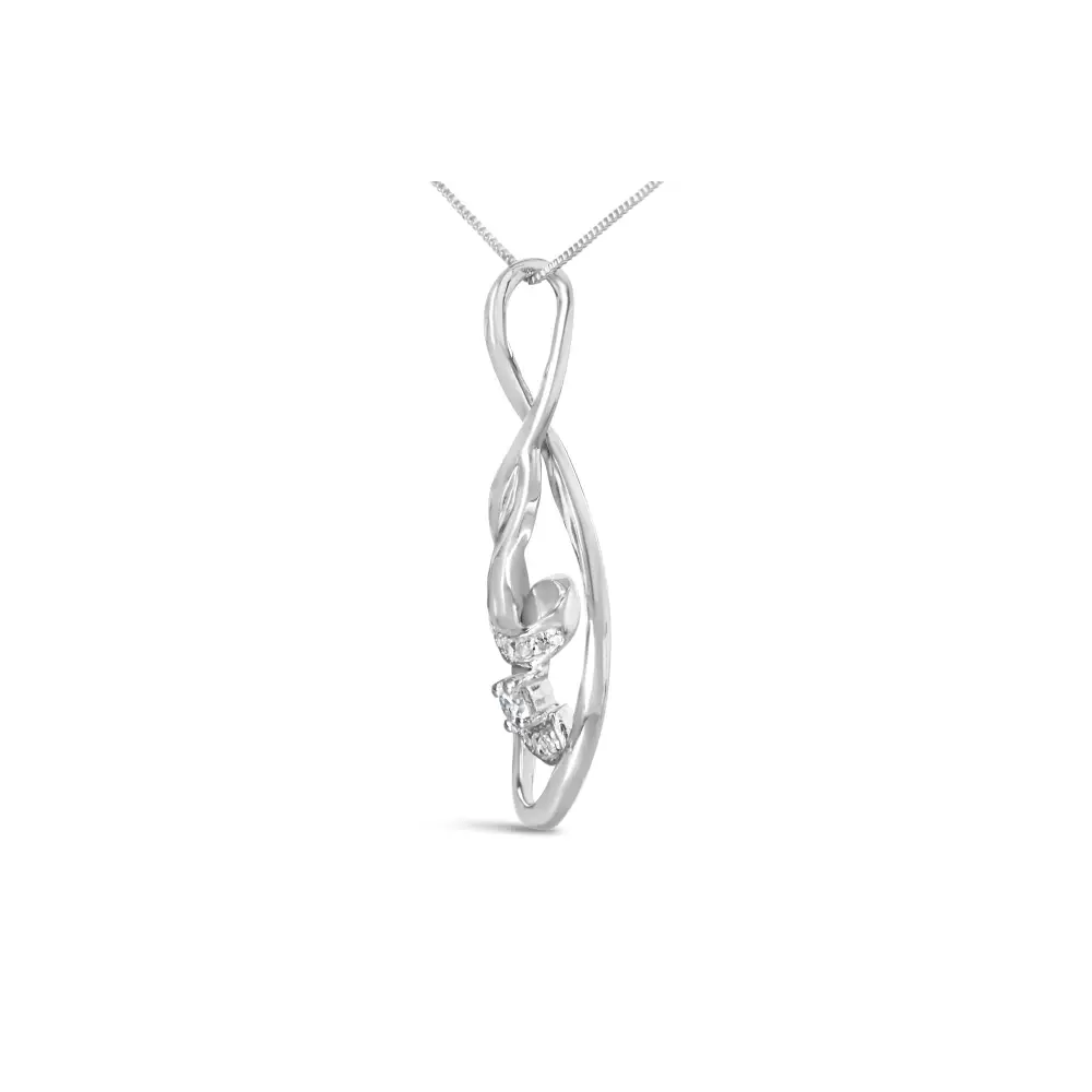 Espira 10k White Gold 1/8 Cttw Round Cut Diamond Layered Spiral Pendant Necklace (i-j I1-i2) - Fine Jewelry us Direct