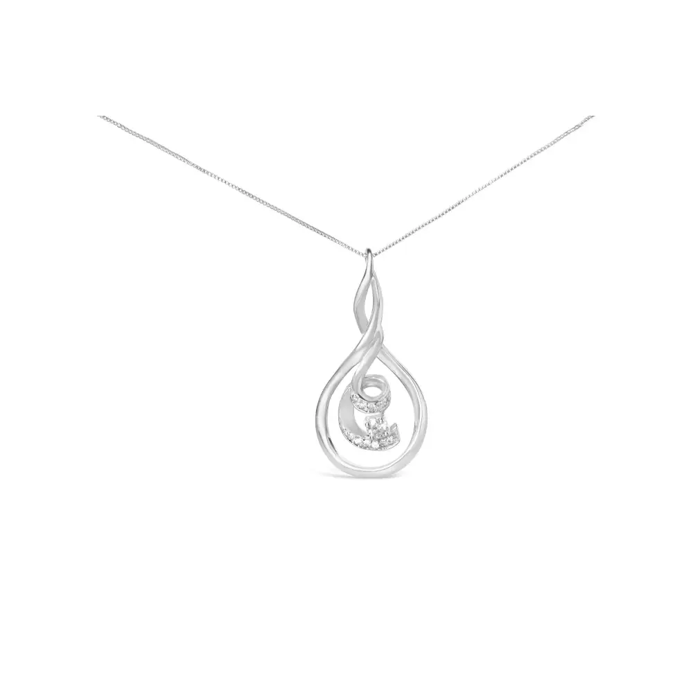 Espira 10k White Gold 1/8 Cttw Round Cut Diamond Layered Spiral Pendant Necklace (i-j I1-i2) - Fine Jewelry us Direct