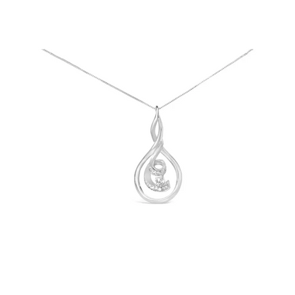 Espira 10k White Gold 1/8 Cttw Round Cut Diamond Layered Spiral Pendant Necklace (i-j I1-i2) - Fine Jewelry us Direct