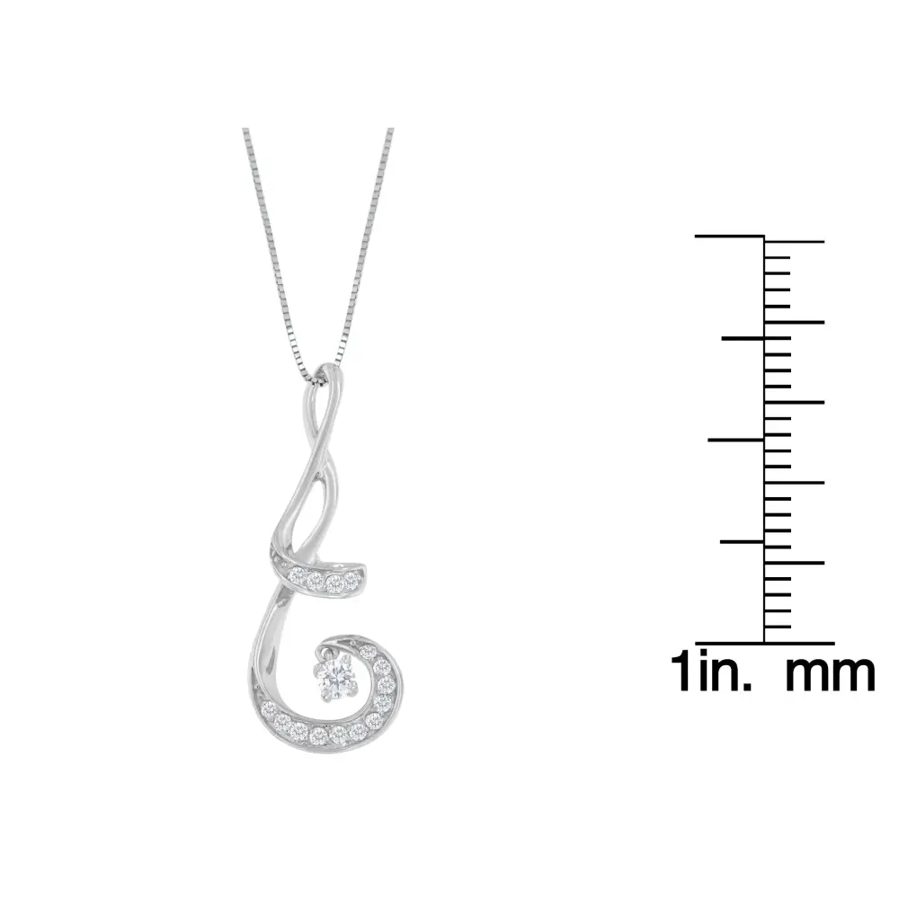 Espira 10k White Gold Diamond Sparkling Spiral Pendant Necklace