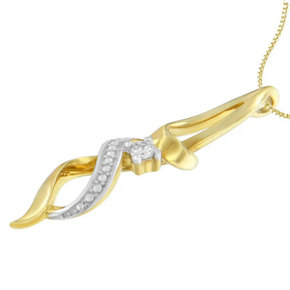 Espira 10k Yellow Gold 1/20 Cttw Round Cut Diamond Accent Swirl Pendant Necklace (h-i I1-i2) - Fine Jewelry us Direct