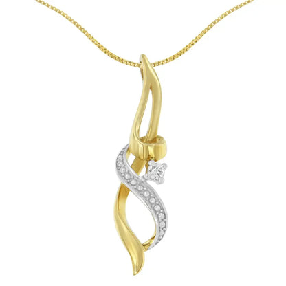 Espira 10k Yellow Gold 1/20 Cttw Round Cut Diamond Accent Swirl Pendant Necklace (h-i I1-i2) - Fine Jewelry us Direct