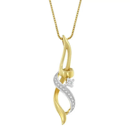 Espira 10k Yellow Gold 1/20 Cttw Round Cut Diamond Accent Swirl Pendant Necklace (h-i I1-i2) - Fine Jewelry us Direct