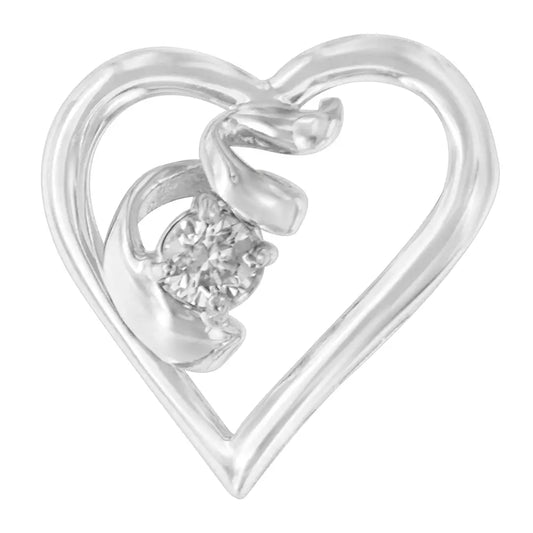 Espira.925 Sterling Silver 1/10 Cttw Diamond Swirl Heart Pendant Necklace (i-j I2) - Fine Jewelry us Direct