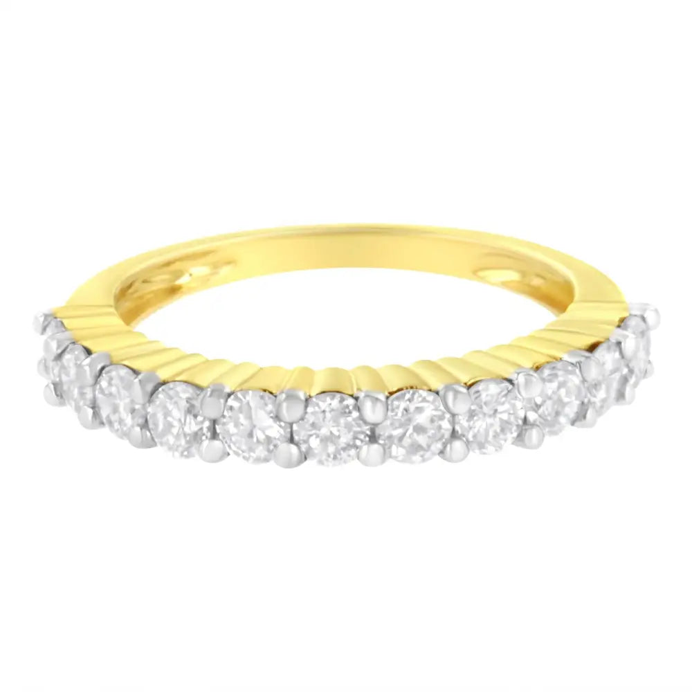 Exquisite 1.0 Cttw Diamond 10k Yellow Gold Prong Set Fluted Band Ring