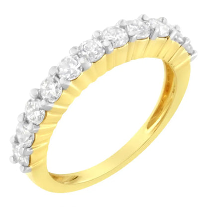 Exquisite 1.0 Cttw Diamond 10k Yellow Gold Prong Set Fluted Band Ring