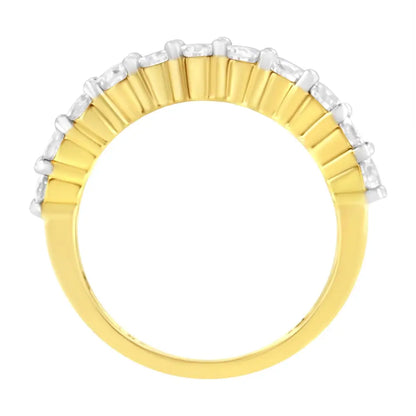 Exquisite 1.0 Cttw Diamond 10k Yellow Gold Prong Set Fluted Band Ring