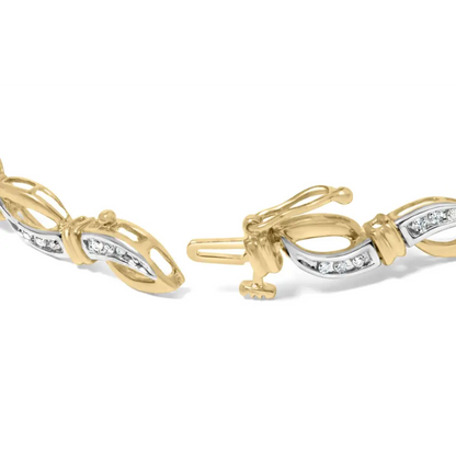 Exquisite 10k Gold Channel Set Diamond Infinity Link Tennis Bracelet