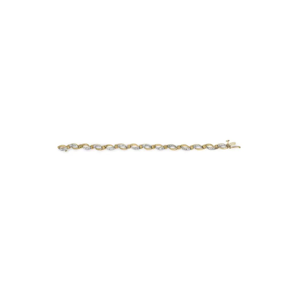 Exquisite 10k Gold Channel Set Diamond Infinity Link Tennis Bracelet