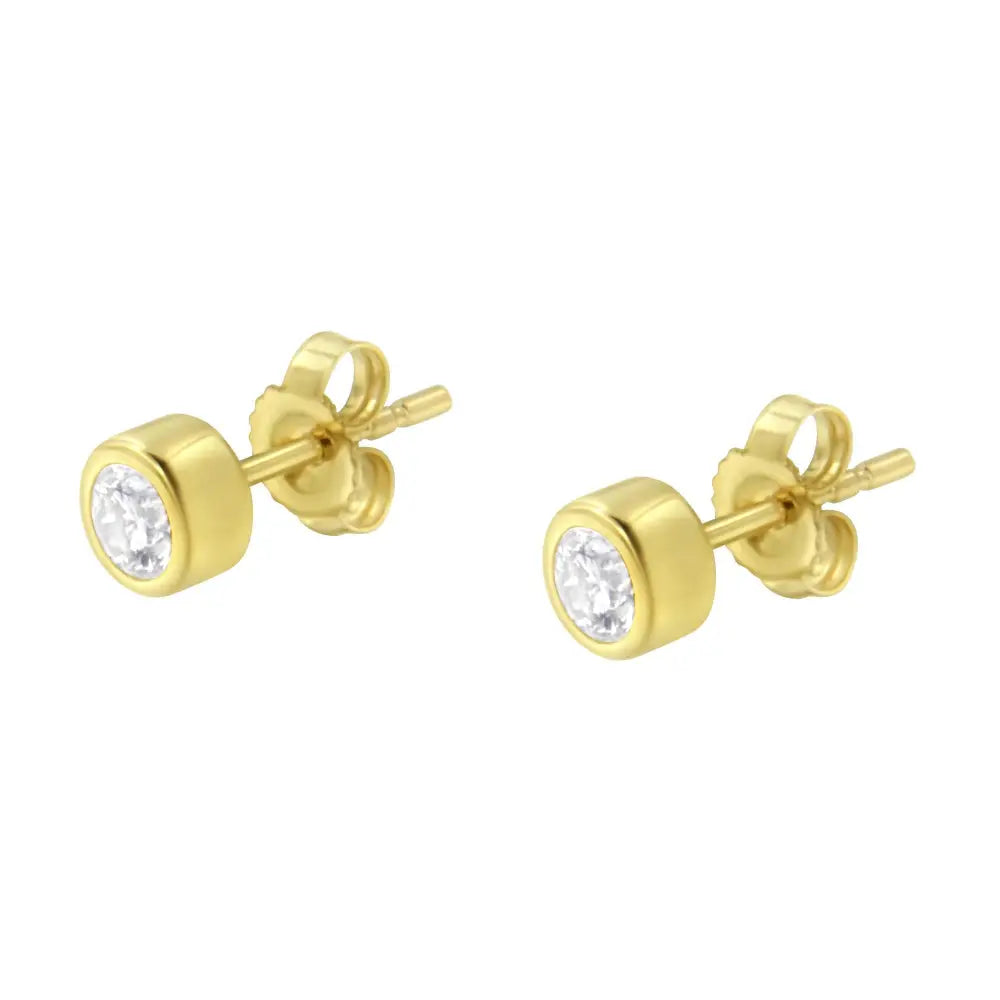 Exquisite 10k Gold Colorless Diamond Bezel-set Stud Earrings