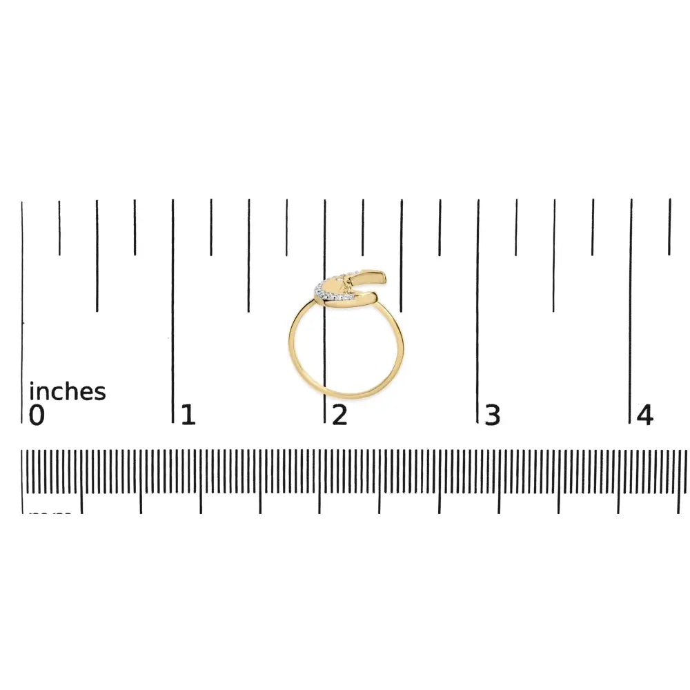 Exquisite 10k Gold Crescent Moon Ring with Diamond Accent