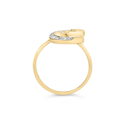 Exquisite 10k Gold Crescent Moon Ring with Diamond Accent