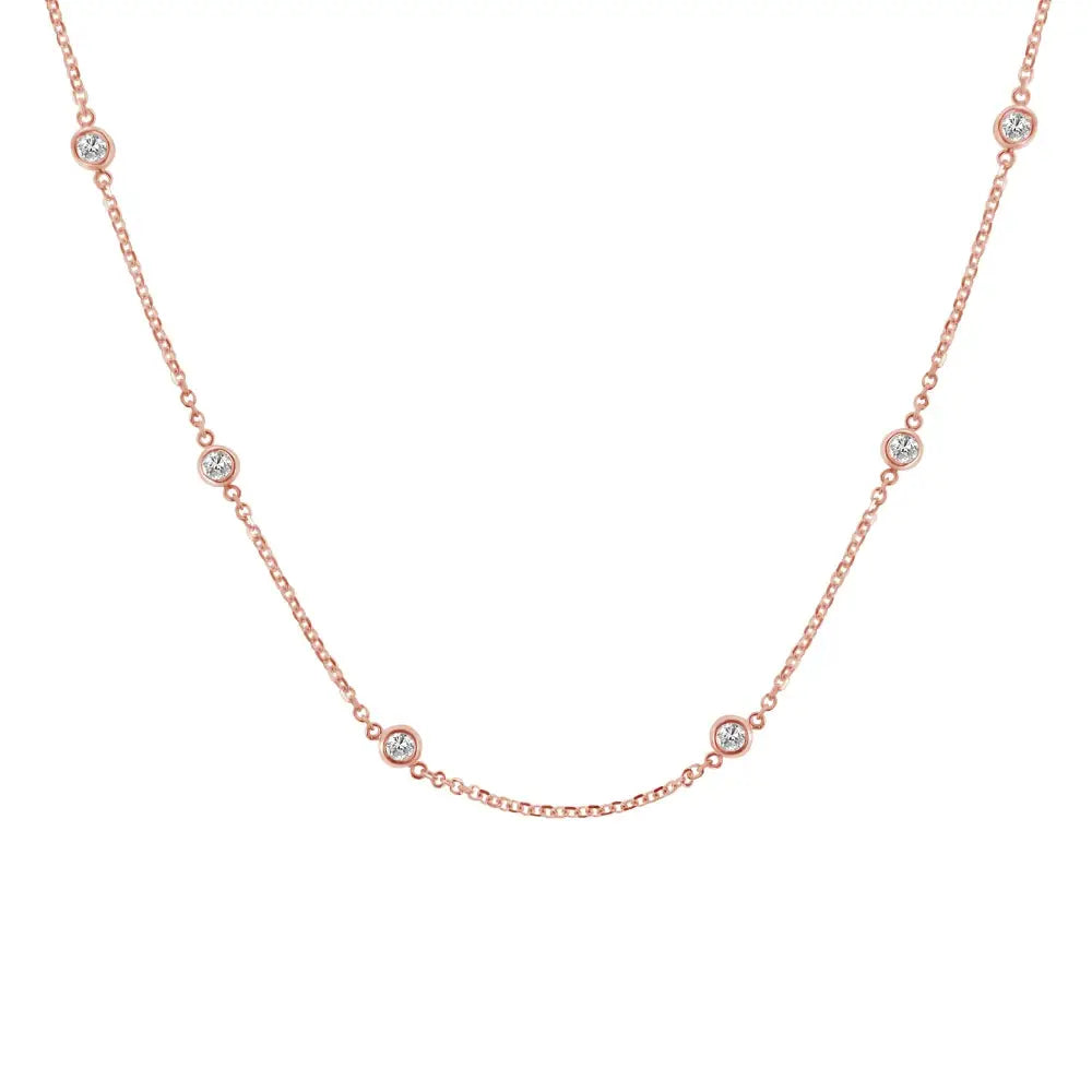 Exquisite 10k Gold Diamond Station Necklace with Stunning Brilliance