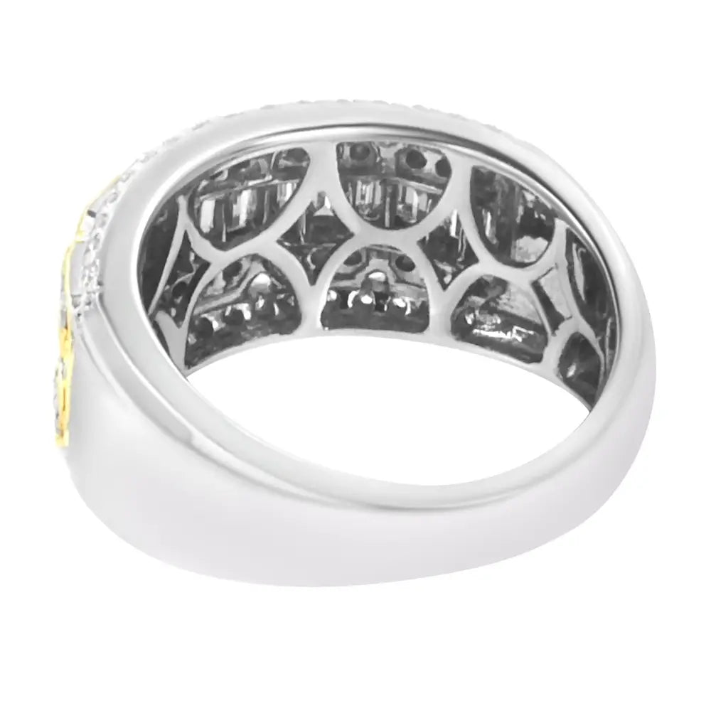 Exquisite 10k Gold Multi-row Ring with Round Cut Diamond Art Deco Design