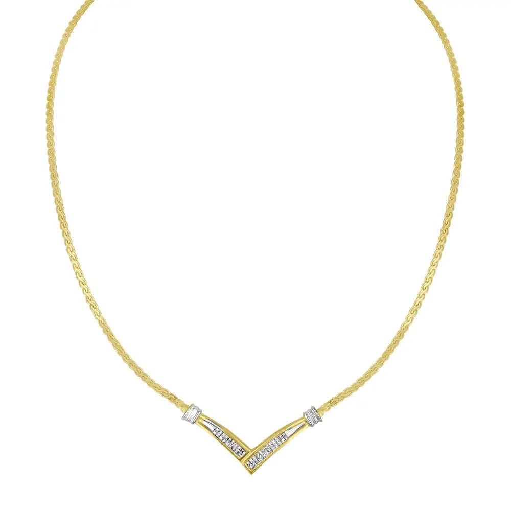 Exquisite 10k Gold Princess Cut Diamond Channel-set Franco Chain Necklace