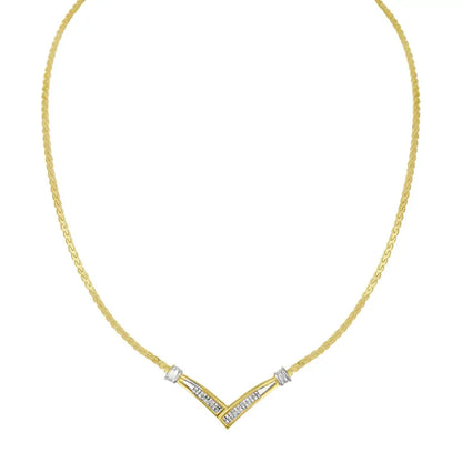 Exquisite 10k Gold Princess Cut Diamond Channel-set Franco Chain Necklace