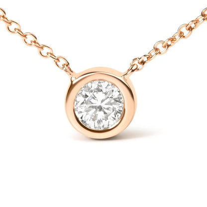 Exquisite 10k Gold Round Brilliant-cut Diamond Pendant Necklace