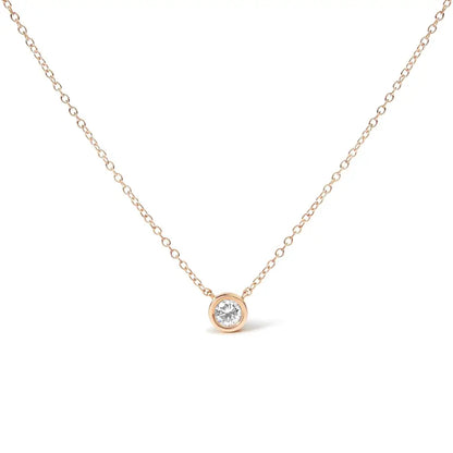 Exquisite 10k Gold Round Brilliant-cut Diamond Pendant Necklace