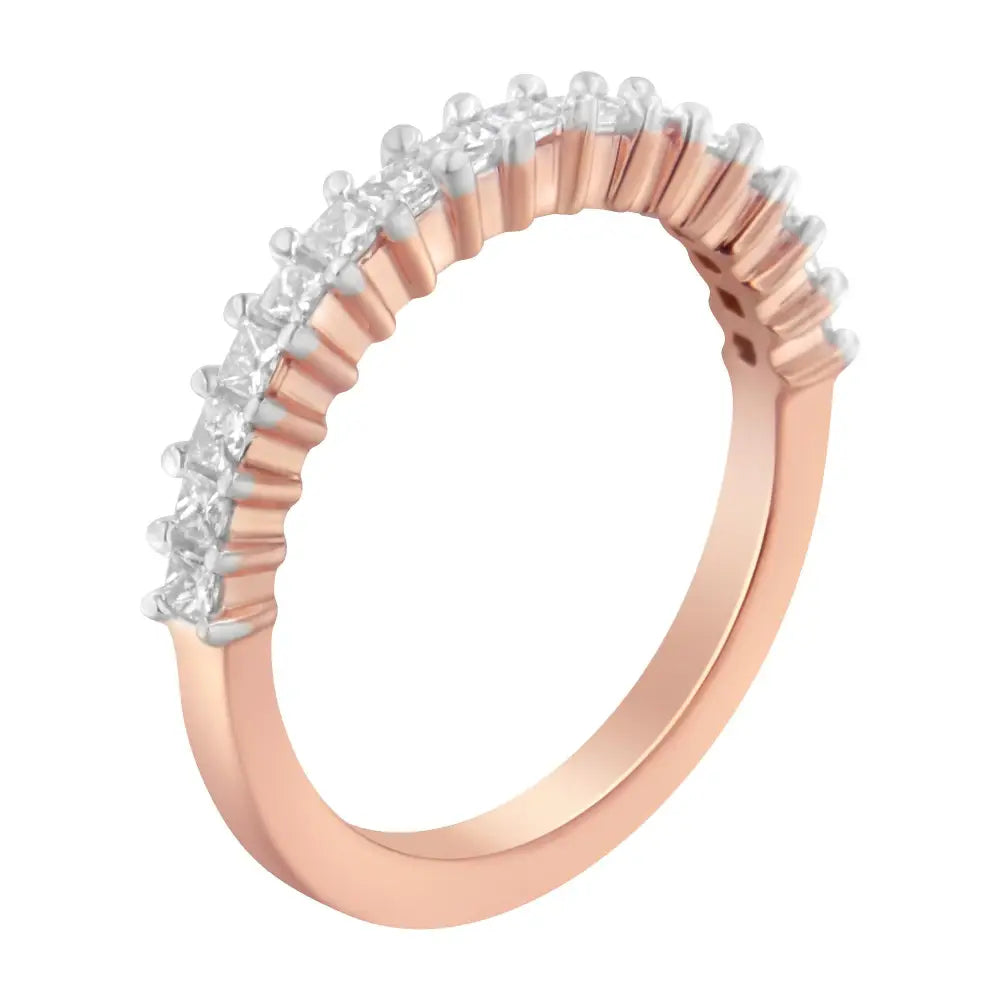 Exquisite 10k Rose Gold Flashed Sterling Silver Diamond Band Ring