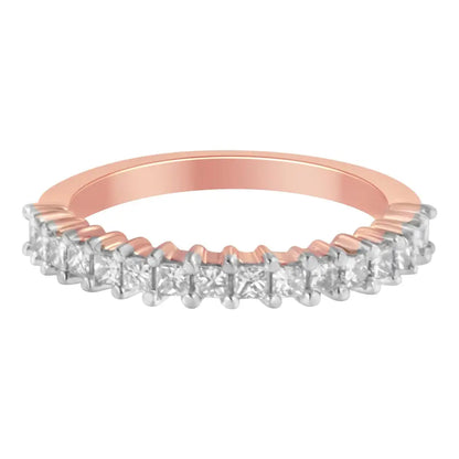 Exquisite 10k Rose Gold Flashed Sterling Silver Diamond Band Ring