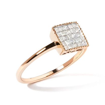 Exquisite 10k Rose Gold Princess Cut Diamond Composite Ring