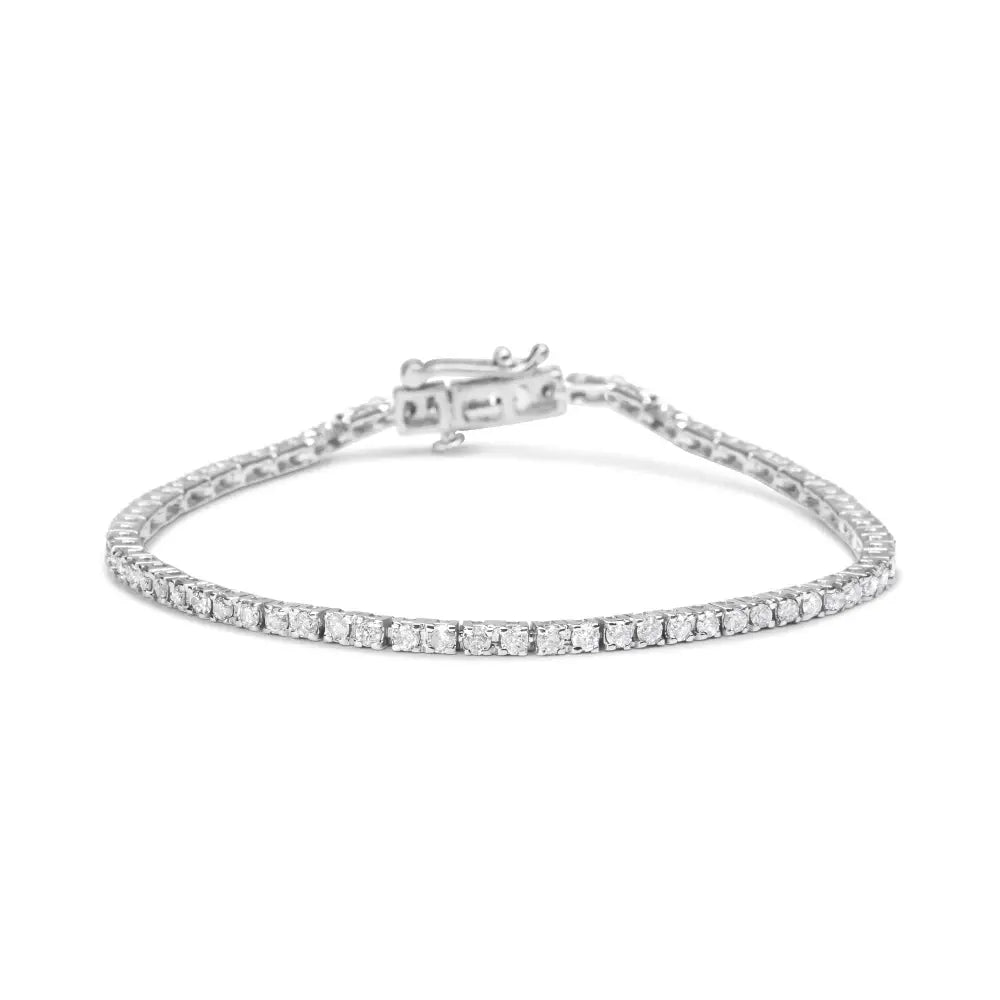 Exquisite 10k White Gold Classic Diamond Tennis Bracelet with 2.0 Cttw