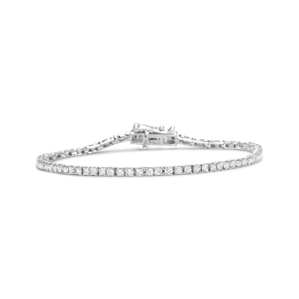 Exquisite 10k White Gold Classic Diamond Tennis Bracelet with 2.0 Cttw