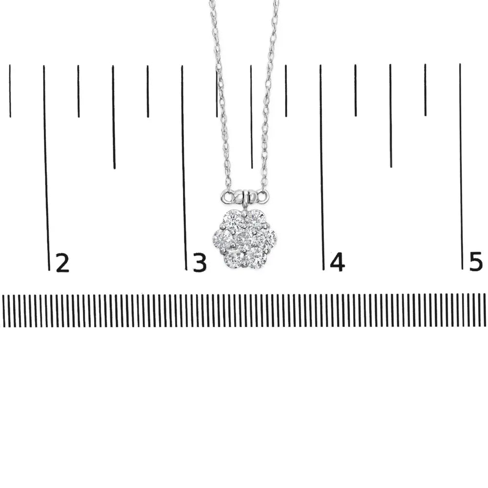 Exquisite 10k White Gold Cttw Round-cut Diamond Stone Cluster Station Necklace