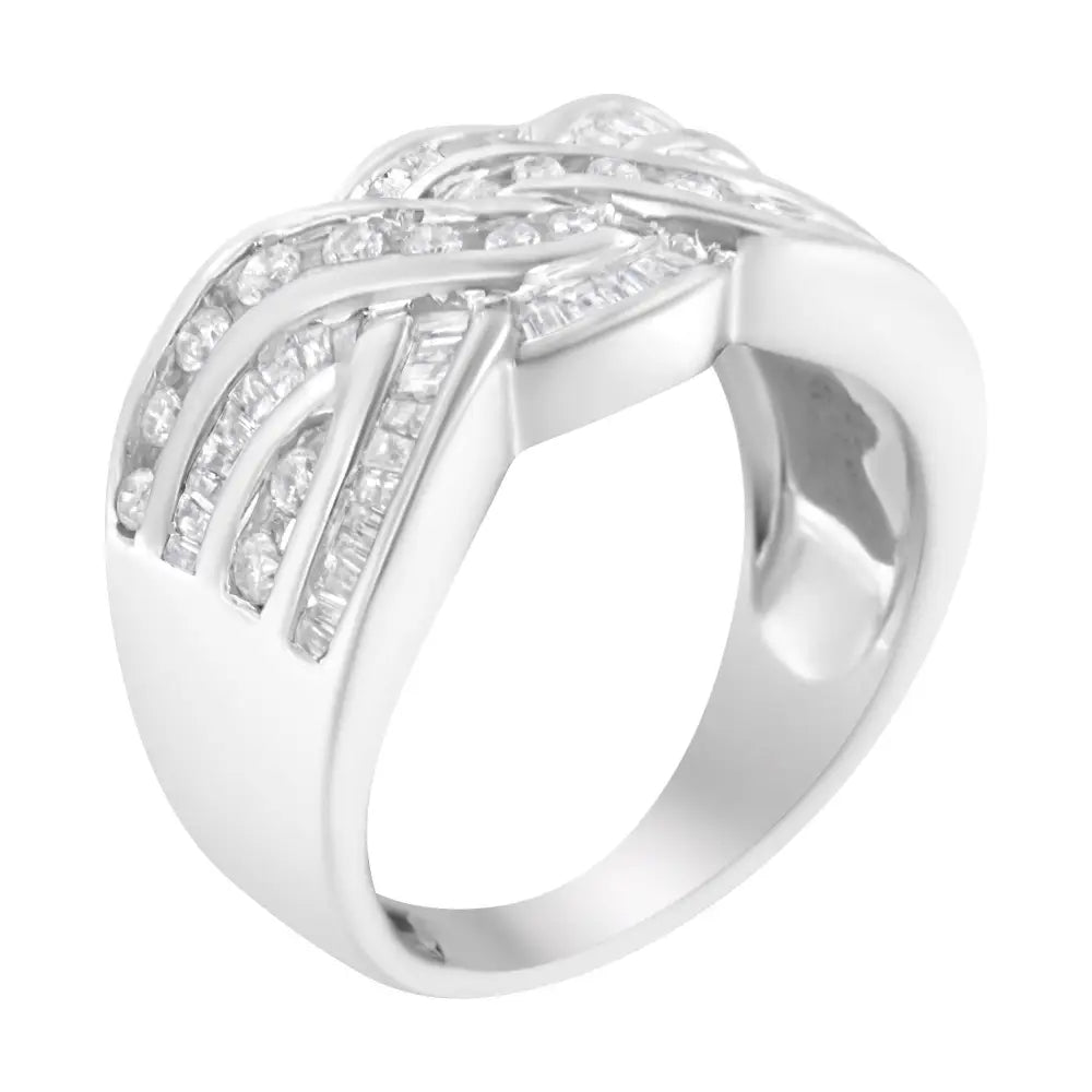 Exquisite 10k White Gold Diamond Bypass Ring with Stunning Clarity