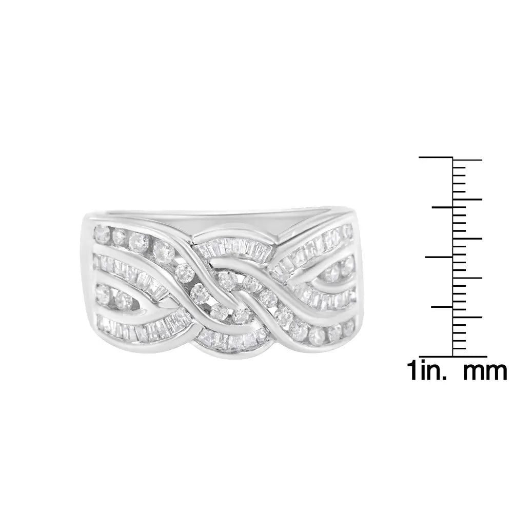 Exquisite 10k White Gold Diamond Bypass Ring with Stunning Clarity