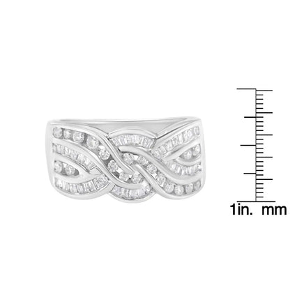 Exquisite 10k White Gold Diamond Bypass Ring with Stunning Clarity