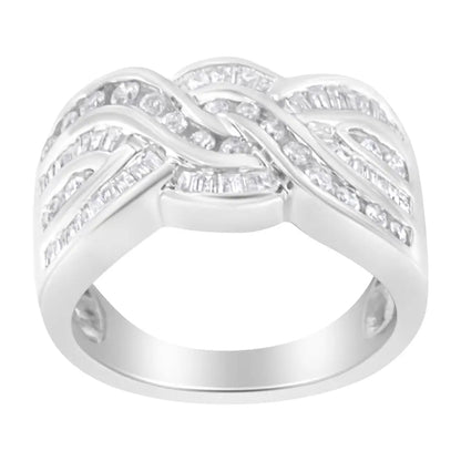 Exquisite 10k White Gold Diamond Bypass Ring with Stunning Clarity