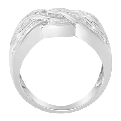 Exquisite 10k White Gold Diamond Bypass Ring with Stunning Clarity