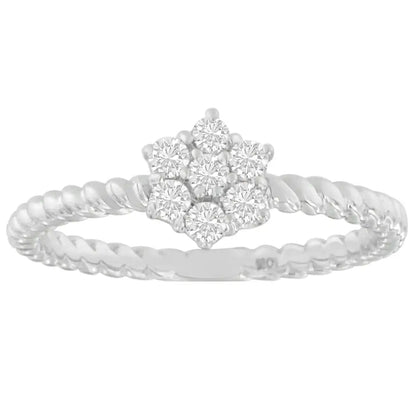 Exquisite 10k White Gold Diamond Cluster Ring Sparkles with Elegance