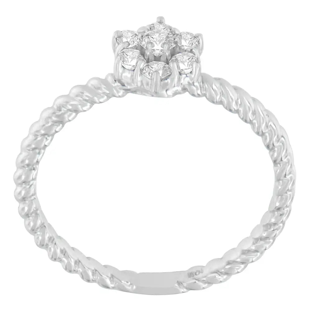 Exquisite 10k White Gold Diamond Cluster Ring Sparkles with Elegance